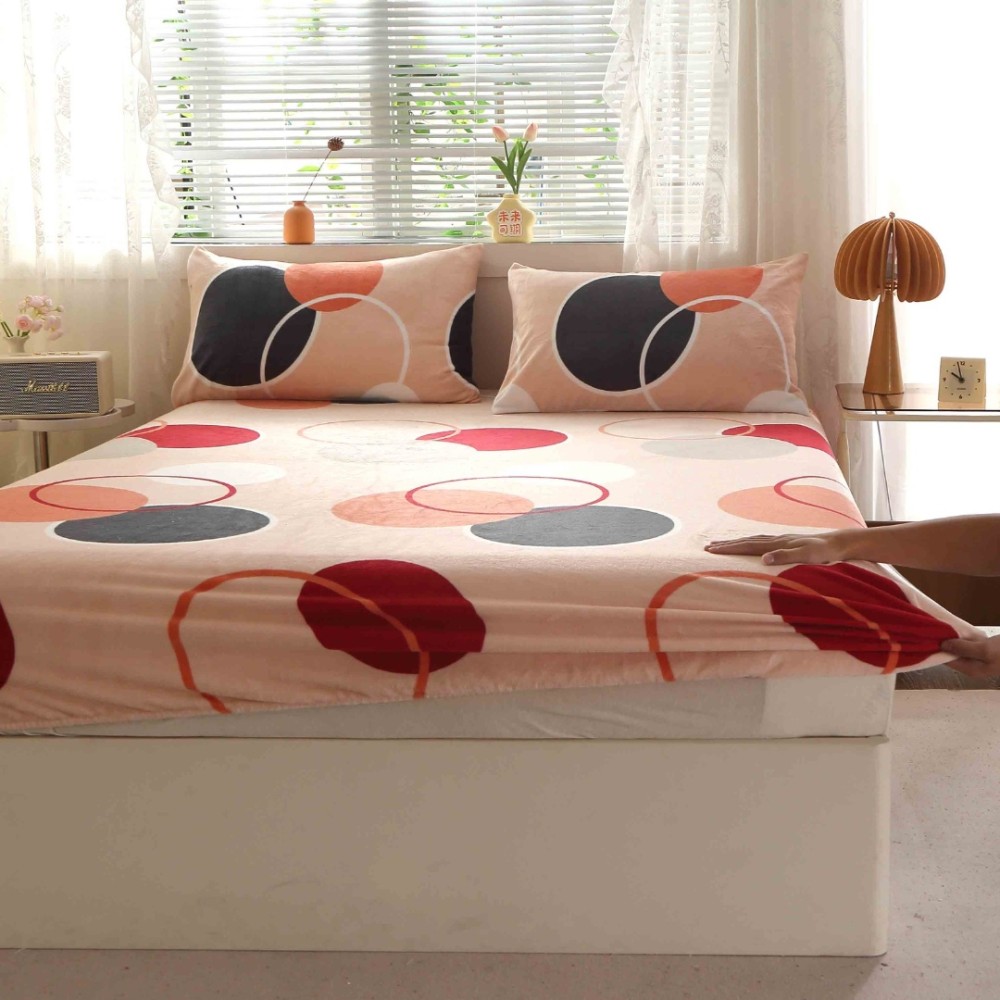 Cearsaf cu Elastic Cocolino 180x200cm si 2 fete de perna 50x70cm, Crem, buline — imaginea 11