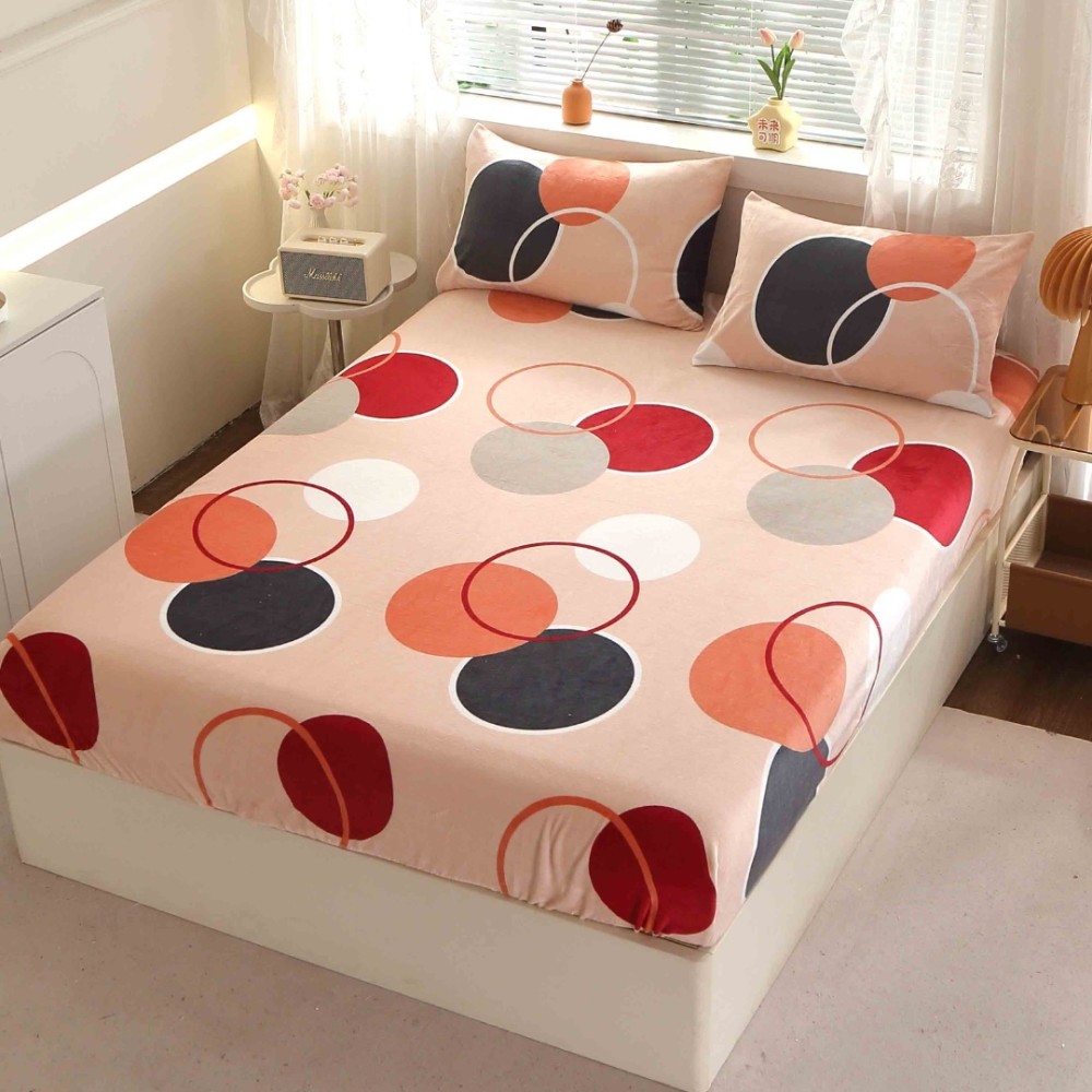 Cearsaf cu Elastic Cocolino 180x200cm si 2 fete de perna 50x70cm, Crem, buline — imaginea 16