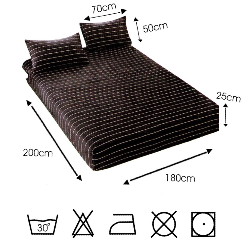 Cearsaf cu Elastic Cocolino 180x200cm si 2 fete de perna 50x70cm, Gri, Dungi – imagine 2