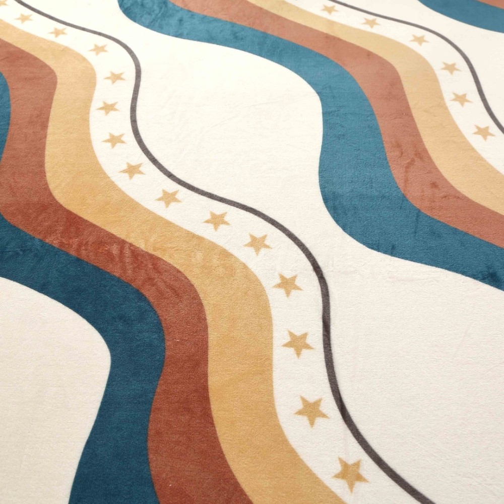 Cearsaf cu Elastic Cocolino 180x200cm si 2 fete de perna 50x70cm, Bej, Turcuaz, abstract – imagine 7