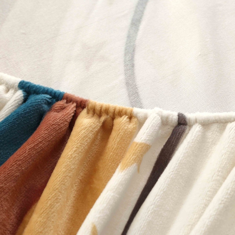 Cearsaf cu Elastic Cocolino 180x200cm si 2 fete de perna 50x70cm, Bej, Turcuaz, abstract — imaginea 11
