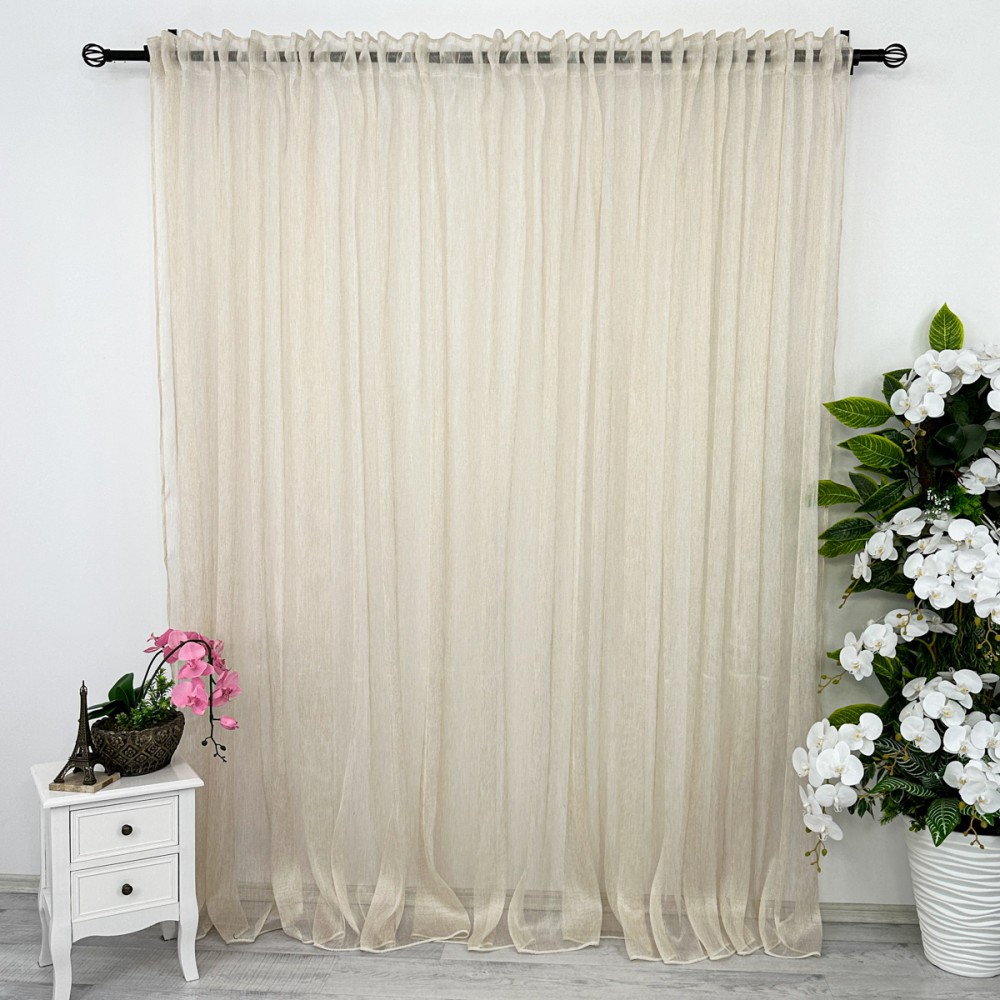 Perdea Celik tip in si matase, Bej Gold, 140cm latime x 260cm inaltime, cu rejansa pt bara – imagine 6
