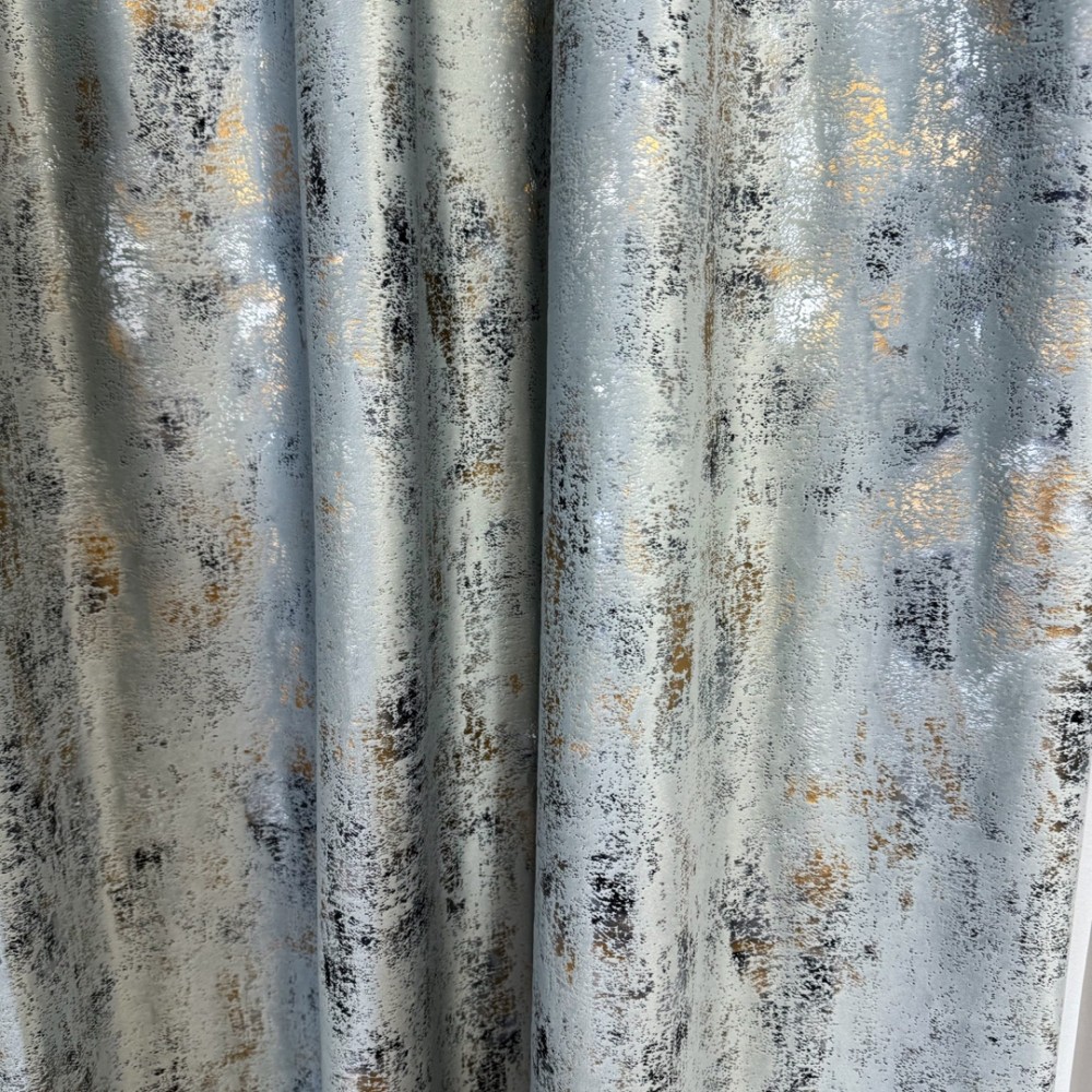 Set 2 DraperiI Catifea Asama cu insertii aurii, Gri deschis - V24, 2m latime x 2.5m inaltime, cu tiv lat – imagine 8