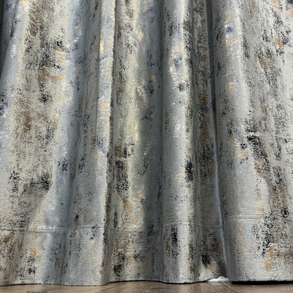 Set 2 DraperiI Catifea Asama cu insertii aurii, Gri deschis - V24, 2m latime x 2.5m inaltime, cu tiv lat — imaginea 9