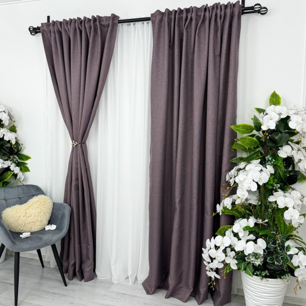 Draperie HoReCa TEXTURATA tip IN - 140cm x 230cm ,Tiv lat , Violet – imagine 2