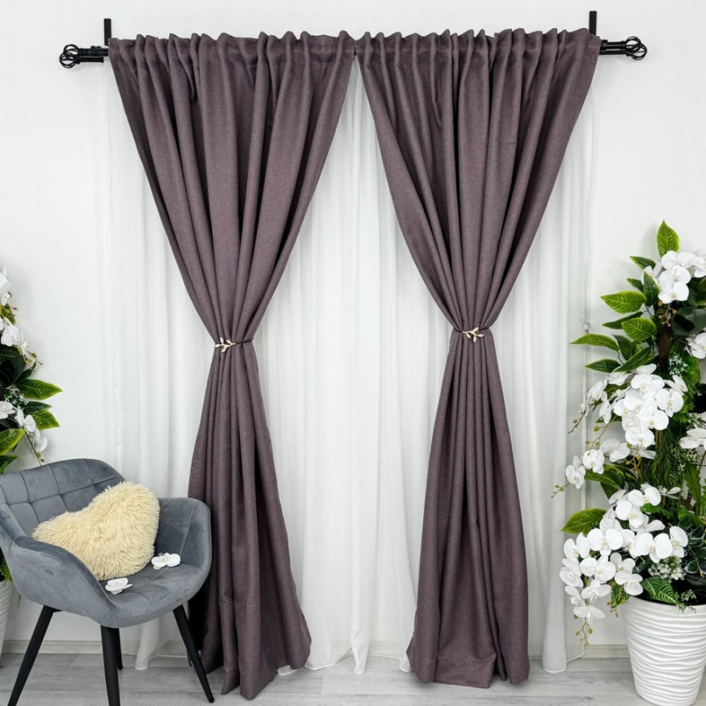 Draperie HoReCa TEXTURATA tip IN - 140cm x 230cm ,Tiv lat , Violet – imagine 7