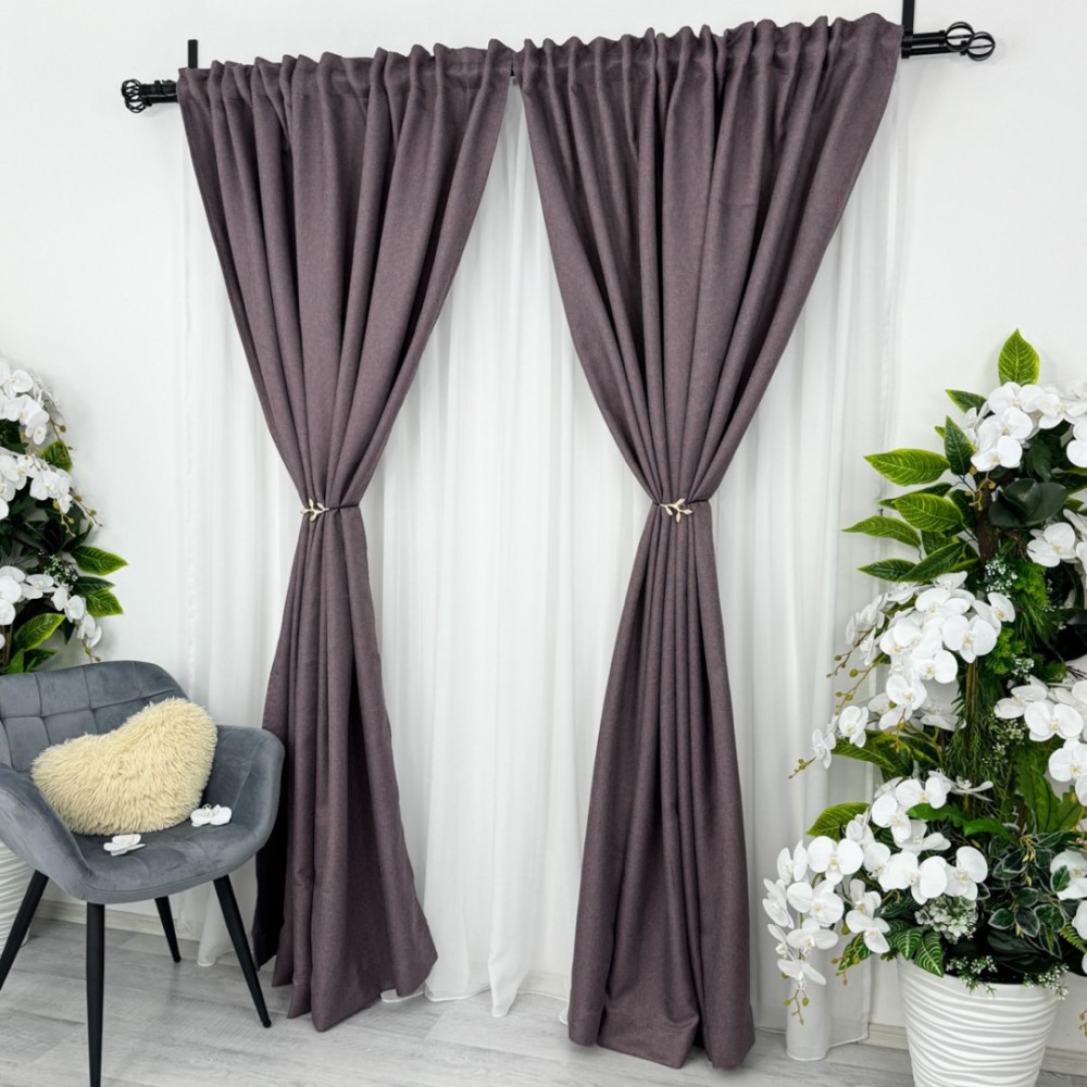 Draperie HoReCa TEXTURATA tip IN - 140cm x 230cm ,Tiv lat , Violet – imagine 8