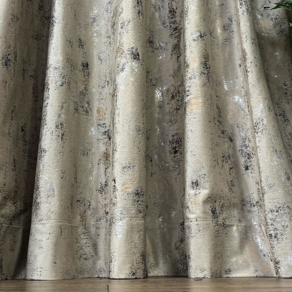 Set 2 Draperii Catifea Asama cu insertii aurii - 2m latime x 2.50m inaltime x Tiv lat, Crem - V1 — imaginea 9