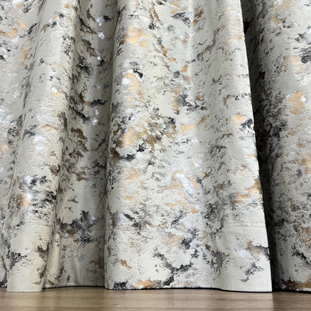 Draperie Catifea Nikko cu insertii aurii - LA COMANDA pe dimensiunile tale, Bej deschis - V33 – imagine 5