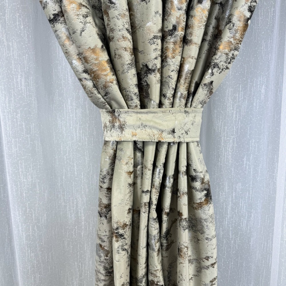Draperie Catifea Nikko cu insertii aurii - LA COMANDA pe dimensiunile tale, Bej deschis - V33 — imaginea 9