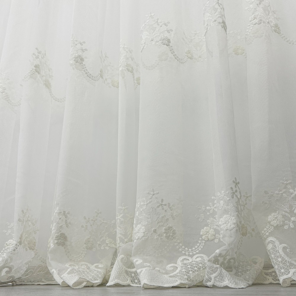 Perdea Leea din Tulle cu Broderie - 500cm x 232cm, Rejansa pt. bara, Ivoire – imagine 2