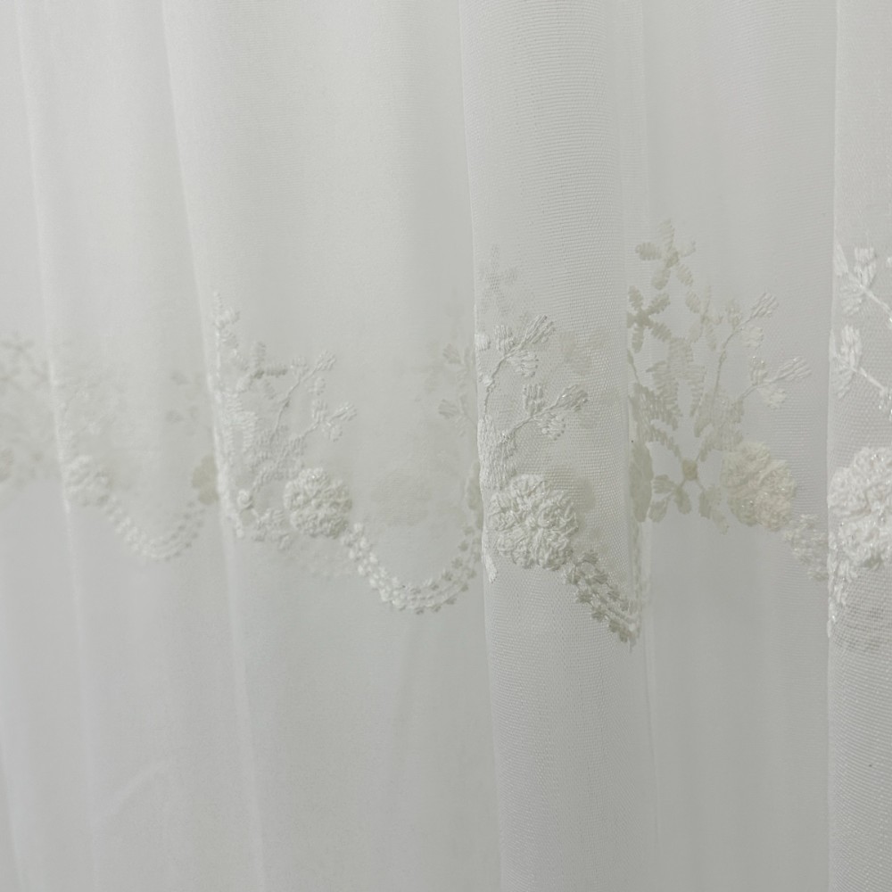 Perdea Leea din Tulle cu Broderie - 500cm x 232cm, Rejansa pt. bara, Ivoire – imagine 5