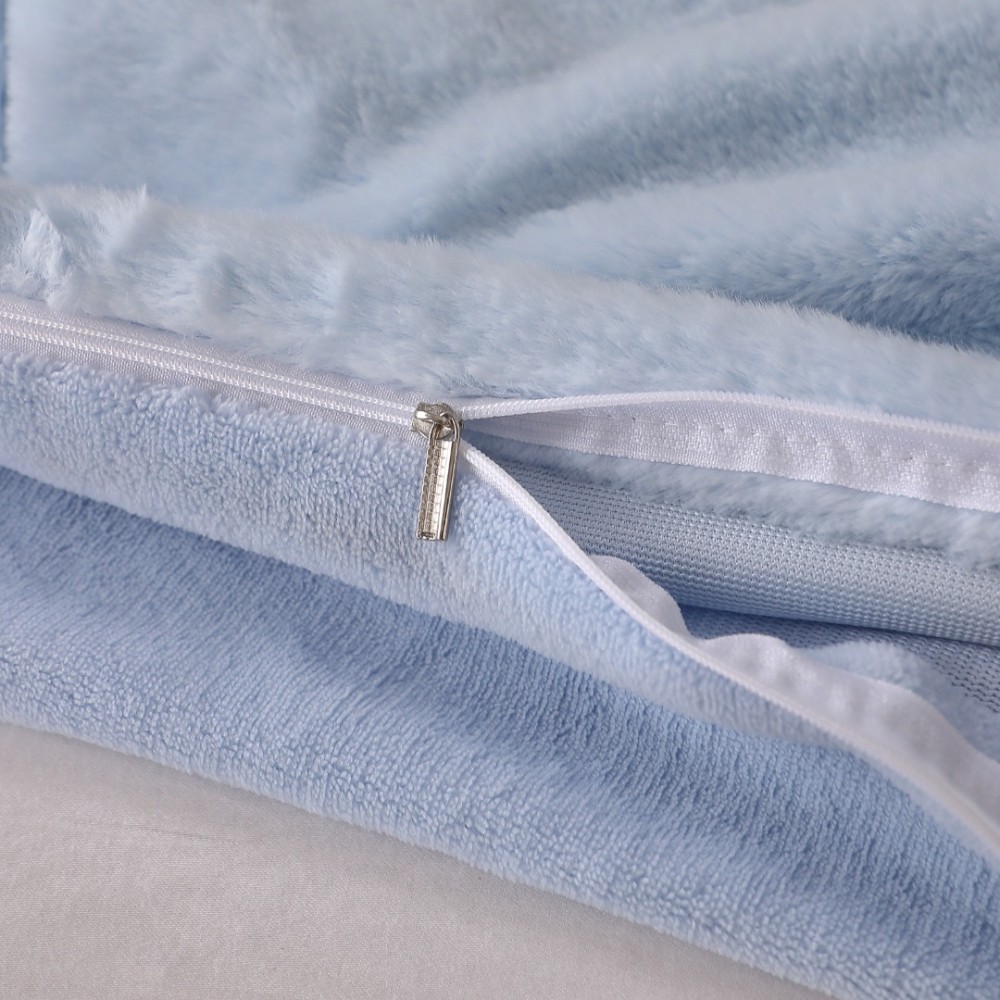 Patura Premium, 200x230cm, cu Blanita Shorthair si Cocolino, cu Fermoar, Baby Blue – Lux, Caldura & Versatilitate! – imagine 3