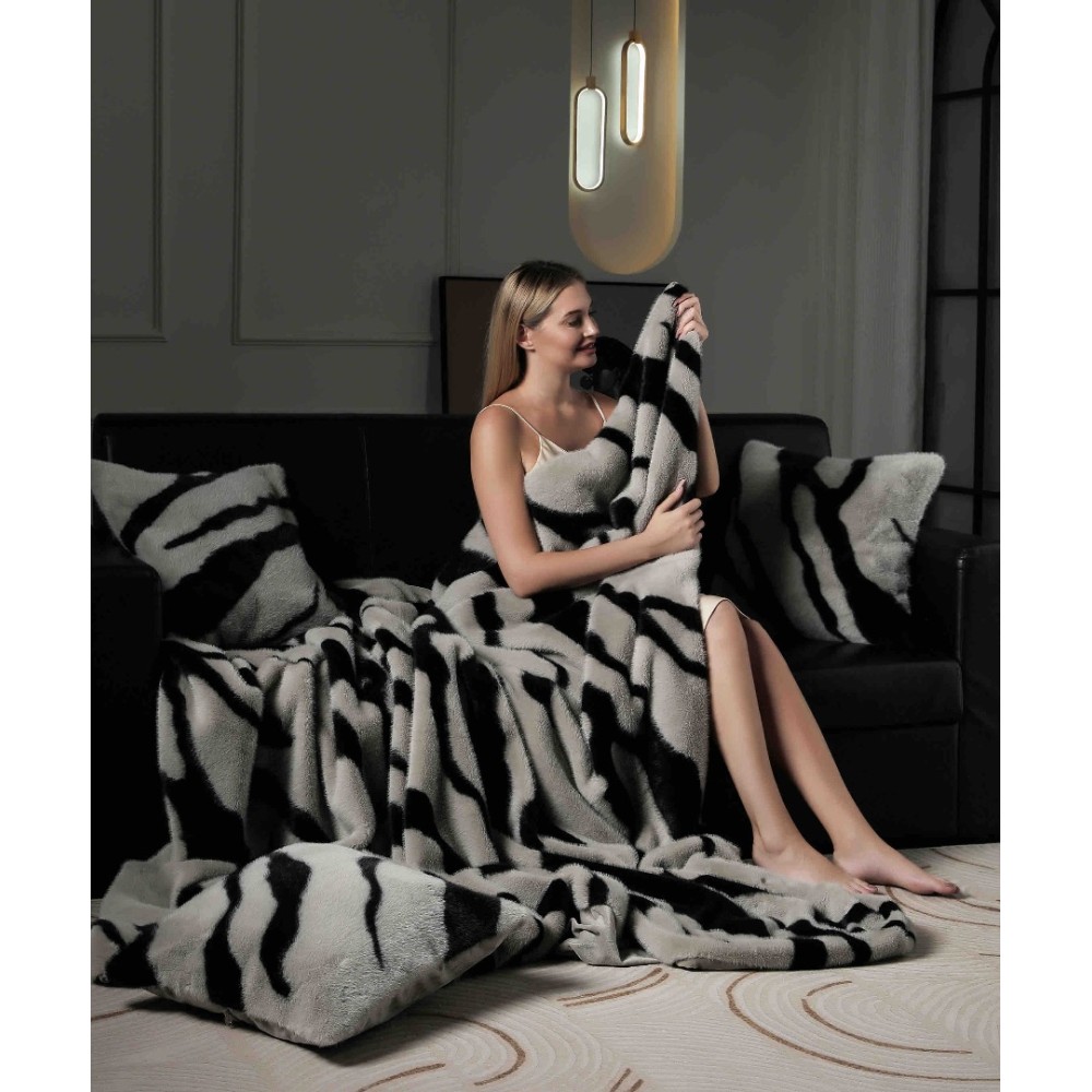 Patura Blanita (Artificiala) de Nurca, Jojo Home, 200x230cm, Gri, Negru – imagine 5