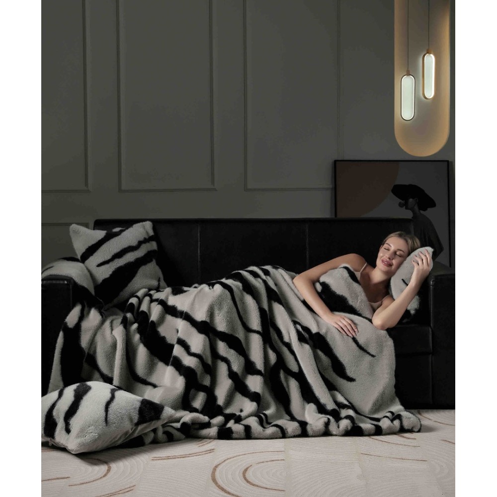 Patura Blanita (Artificiala) de Nurca, Jojo Home, 200x230cm, Gri, Negru – imagine 6