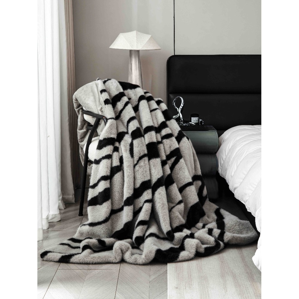 Patura Blanita (Artificiala) de Nurca, Jojo Home, 200x230cm, Gri, Negru – imagine 8