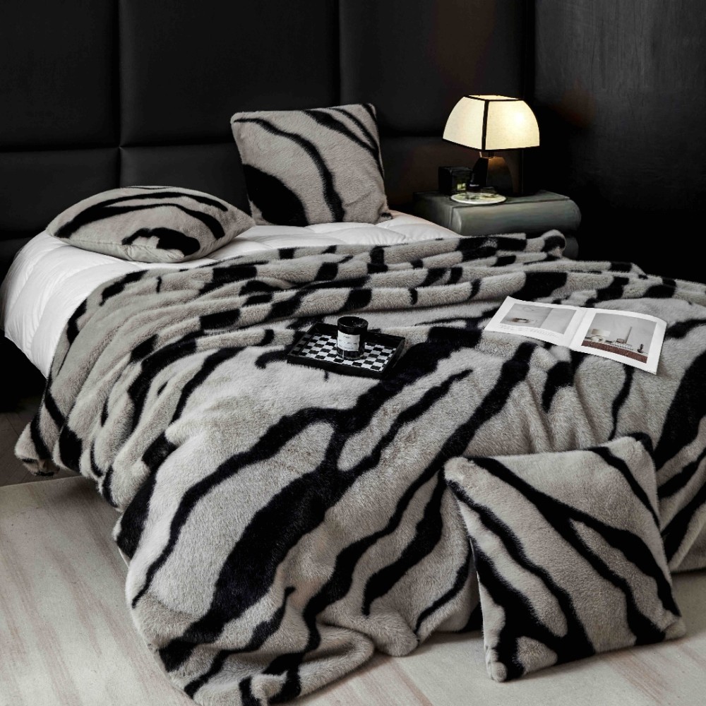 Patura Blanita (Artificiala) de Nurca, Jojo Home, 200x230cm, Gri, Negru — imaginea 10