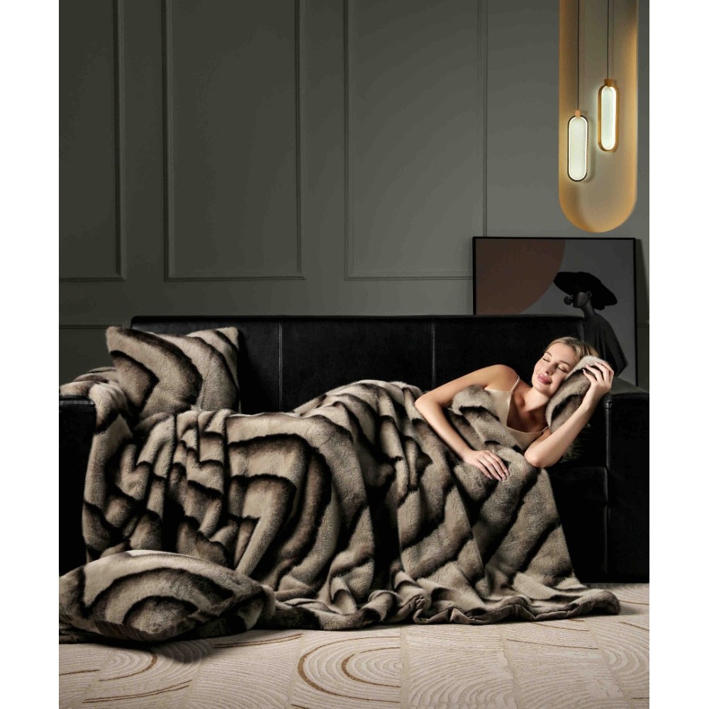 Patura Blanita (Artificiala) de Nurca, Jojo Home, 200x230cm, Bej, Negru — imaginea 9