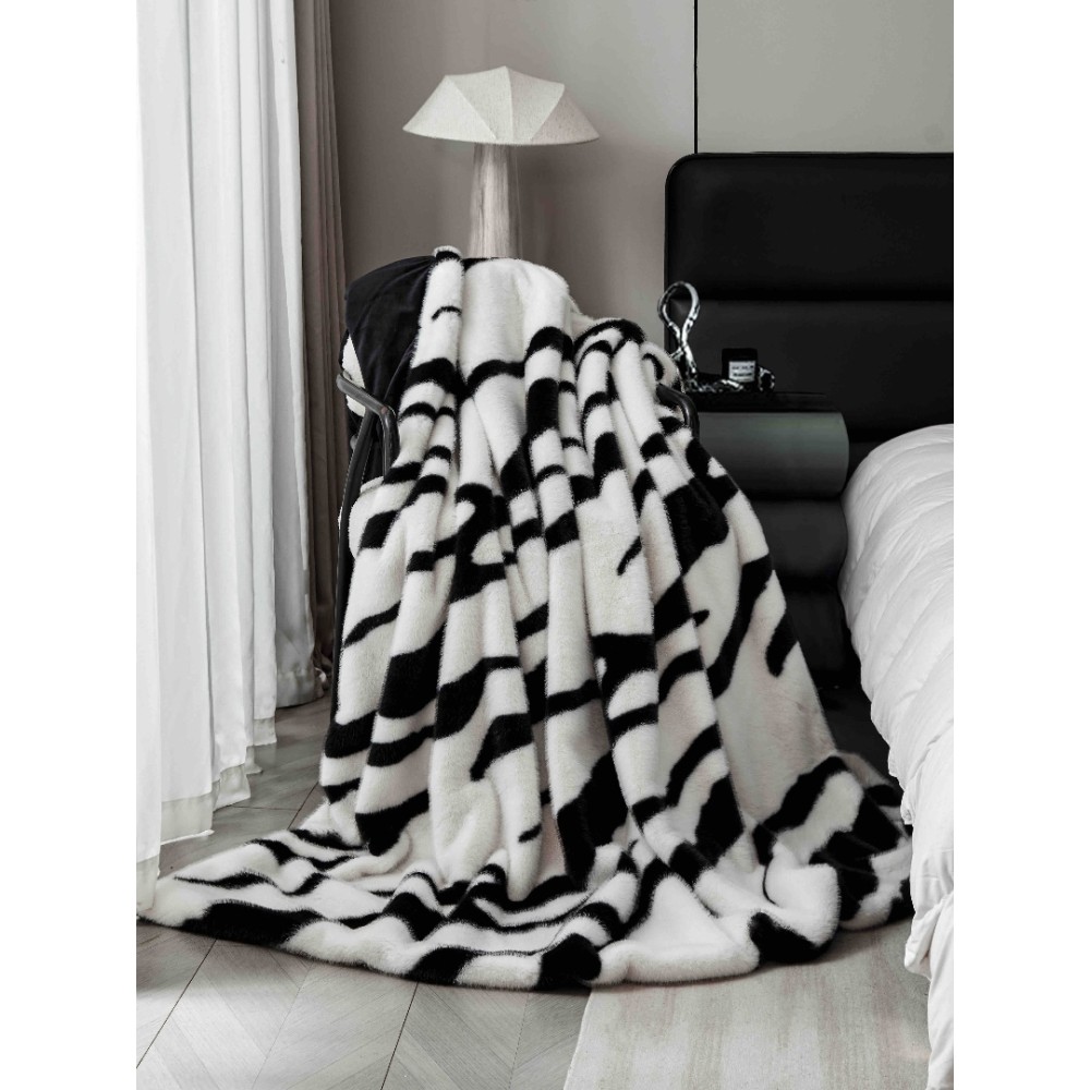 Patura Blanita (Artificiala) de Nurca, Jojo Home, 200x230cm, Alb, Negru — imaginea 10