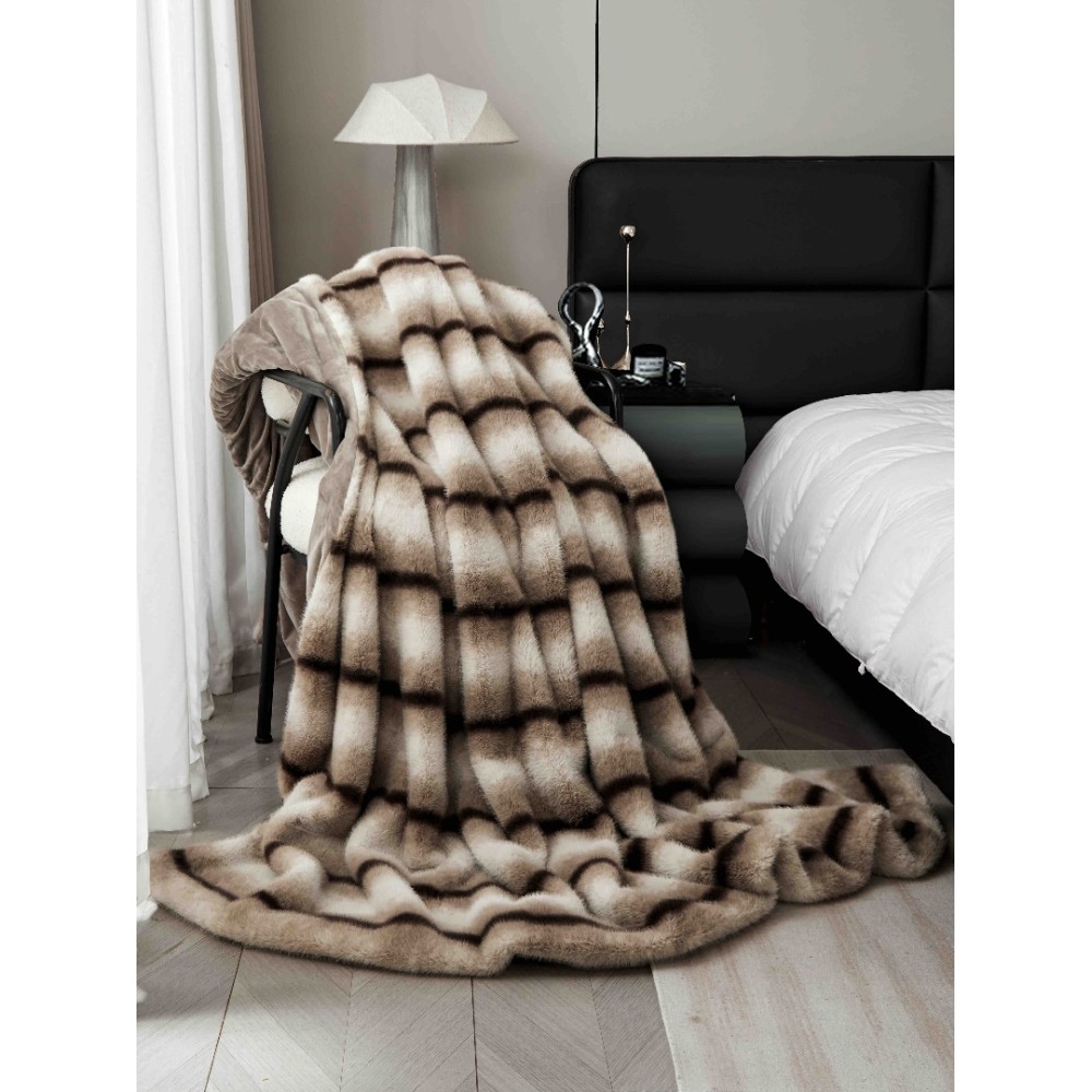Patura Blanita (Artificiala) de Nurca, Jojo Home, 200x230cm, Bej, Maro, Negru – imagine 5