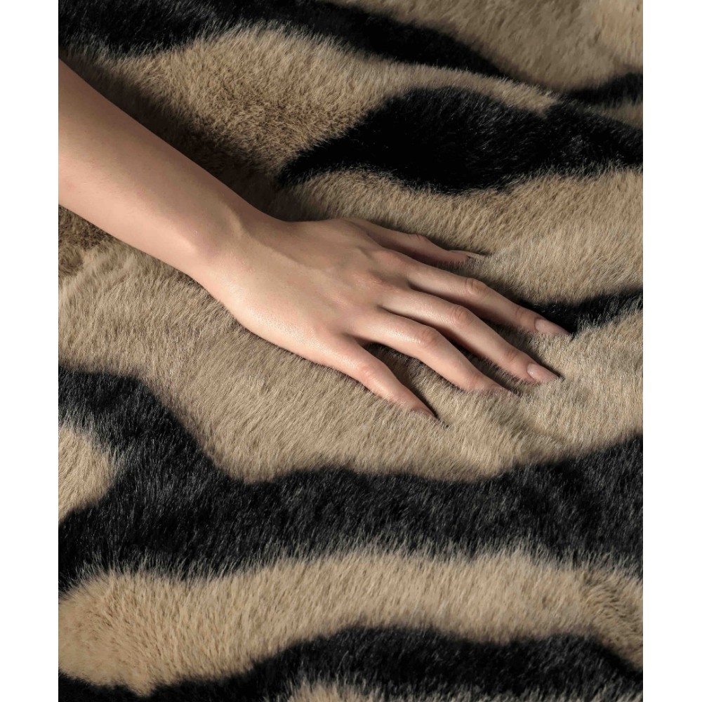Patura Blanita (Artificiala) de Nurca, Jojo Home, 200x230cm, Bej Nisip, Negru – imagine 5