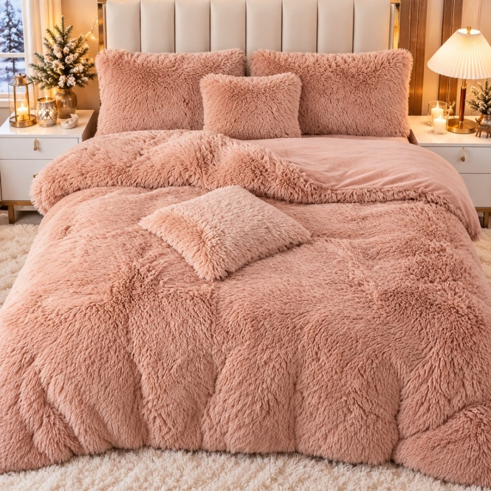 Lenjerie pat dublu, Super Pufoasa COCOLINO Fluffy, 6 piese, Cappuccino – imagine 2