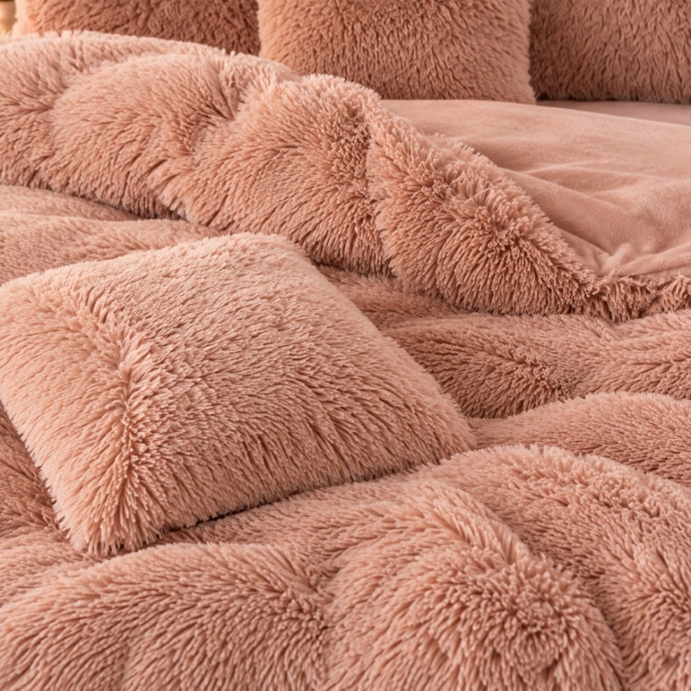 Lenjerie pat dublu, Super Pufoasa COCOLINO Fluffy, 6 piese, Cappuccino – imagine 5