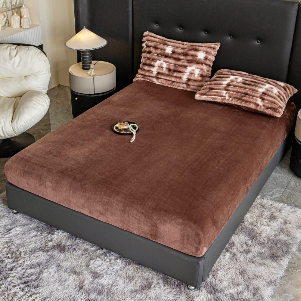 Lenjerie Deluxe, Jojo Home, 4 Piese, Blanita Shorthair si CoCoLiNo, cu Elastic Perimetral, Alb, Maro, degrade – imagine 3