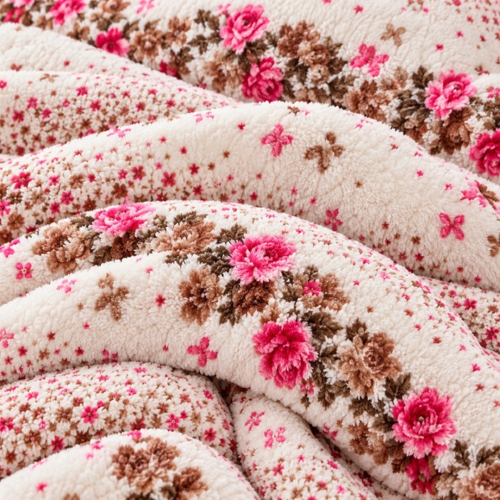 Lenjerie pat dublu, Super Pufoasa COCOLINO,cu ELASTIC, 4 piese, Ivoire, Flori — imaginea 6