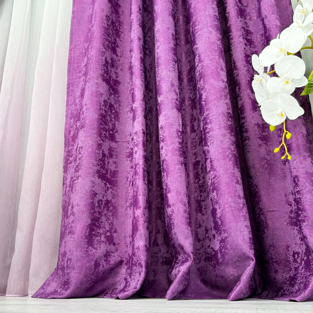 Draperie din Jacquard model Nisip, 5x1.55m, cu rejansa pentru bara, Mov - 3 | YEO
