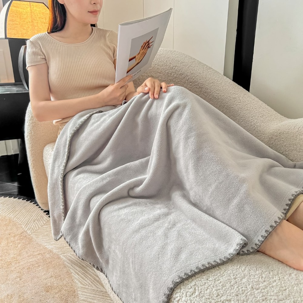 Patura Premium Tip Casmir cu Capsa 100x140 cm - Gri deschis — imaginea 3