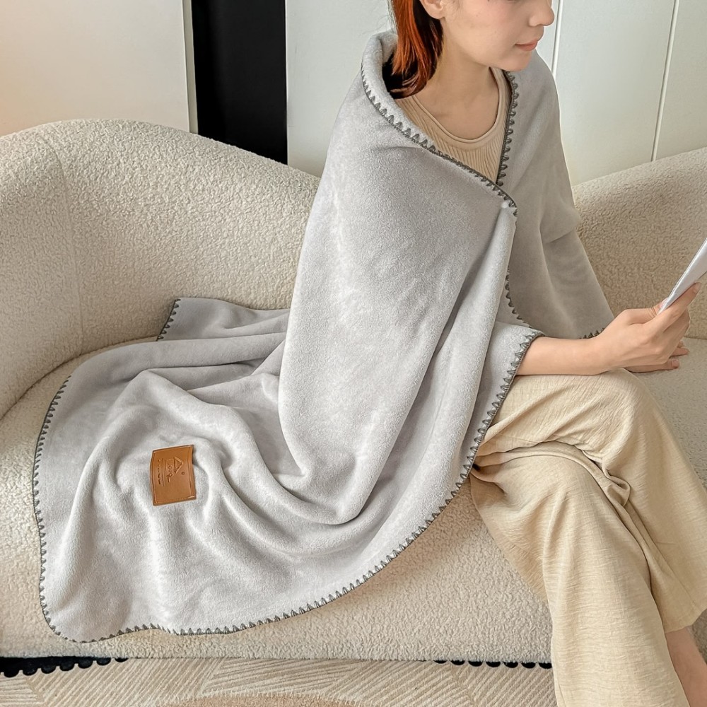 Patura Premium Tip Casmir cu Capsa 100x140 cm - Gri deschis — imaginea 4
