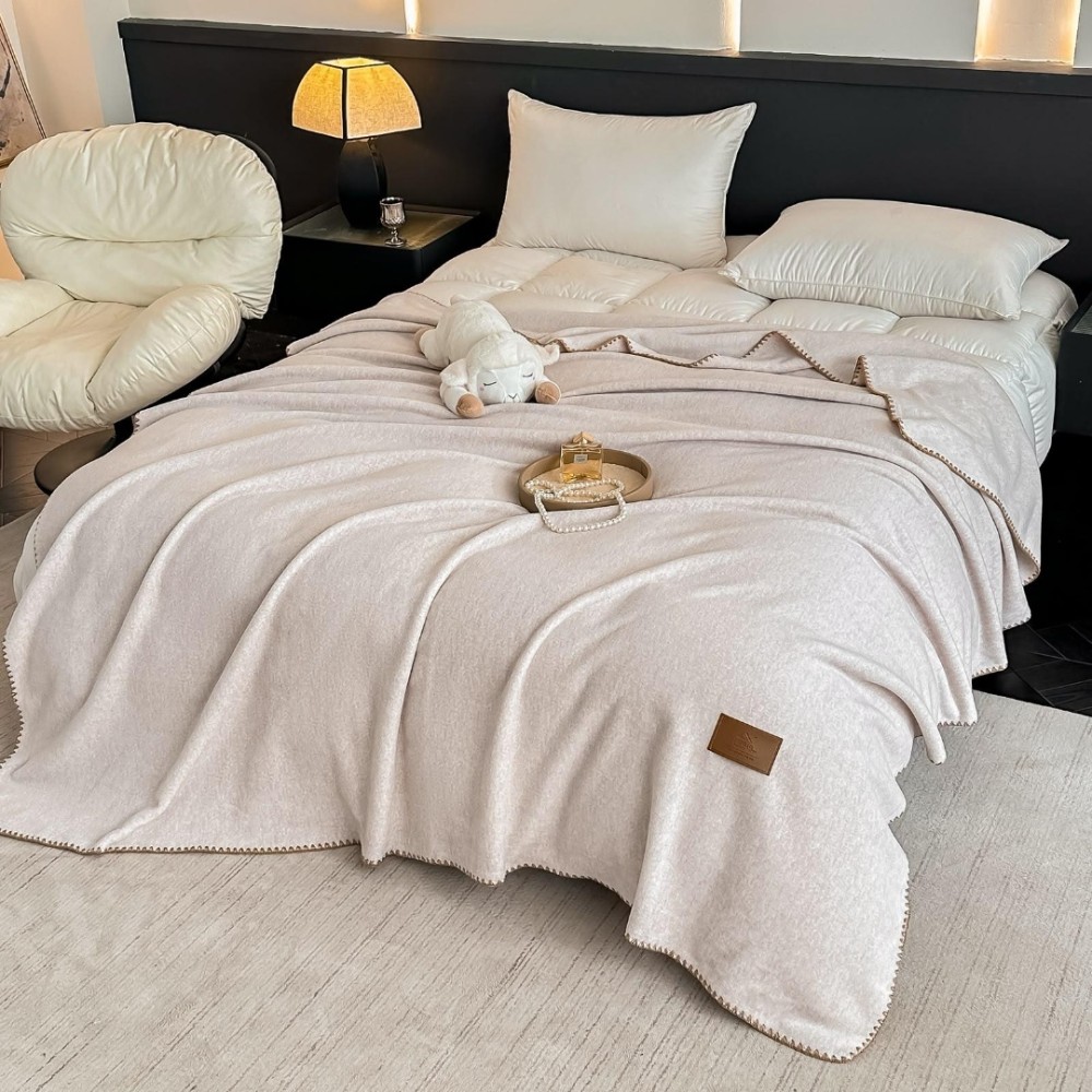 Patura Premium pt pat Dublu, Tip Casmir, 200x230cm - Bej – imagine 2