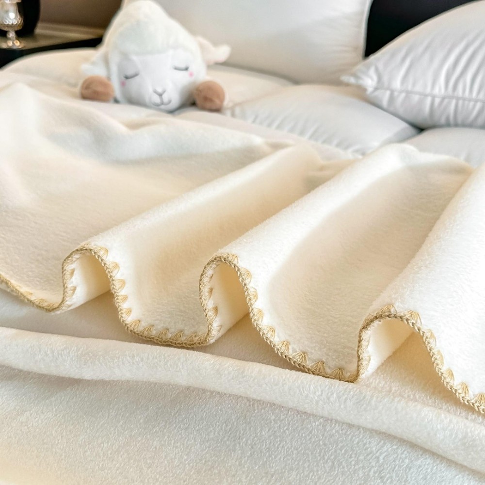 Patura Premium pt pat Dublu, Tip Casmir, 200x230cm - Crem — imaginea 3
