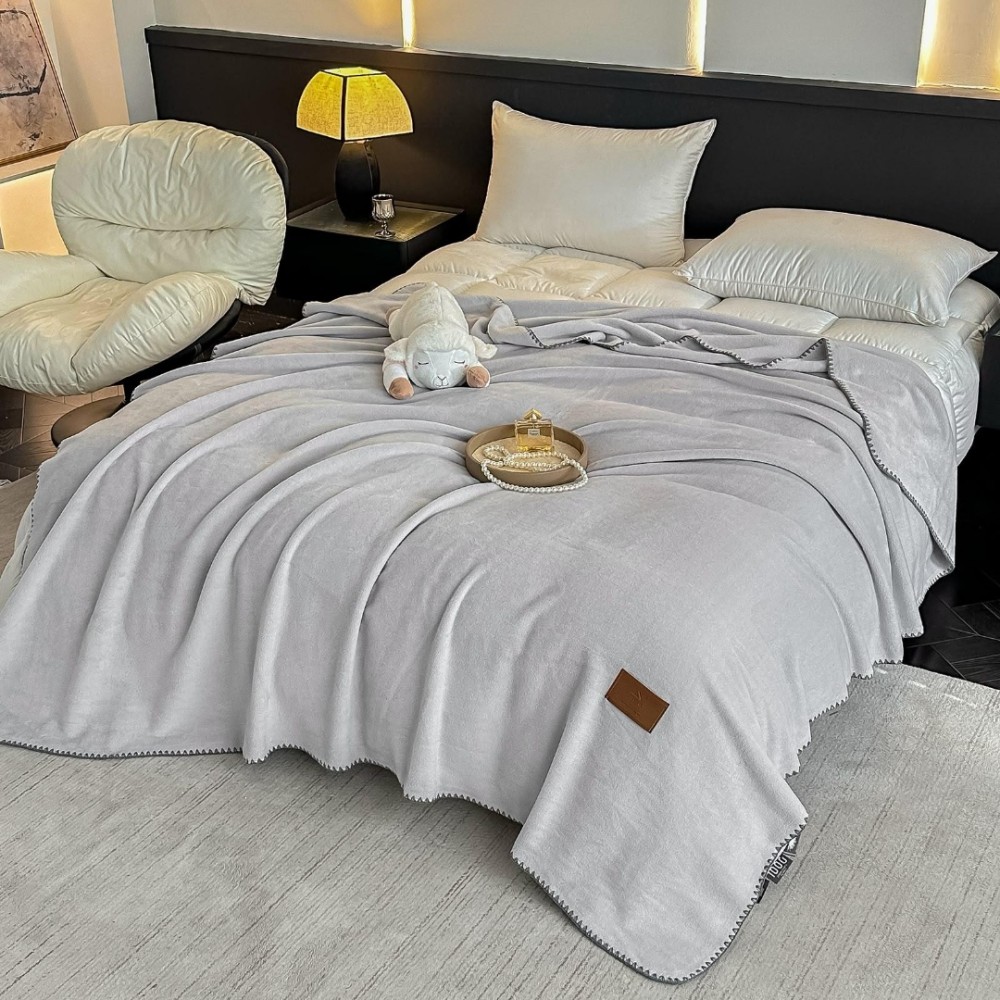 Patura Premium pt pat Dublu, Tip Casmir, 200x230cm - Gri deschis – imagine 2