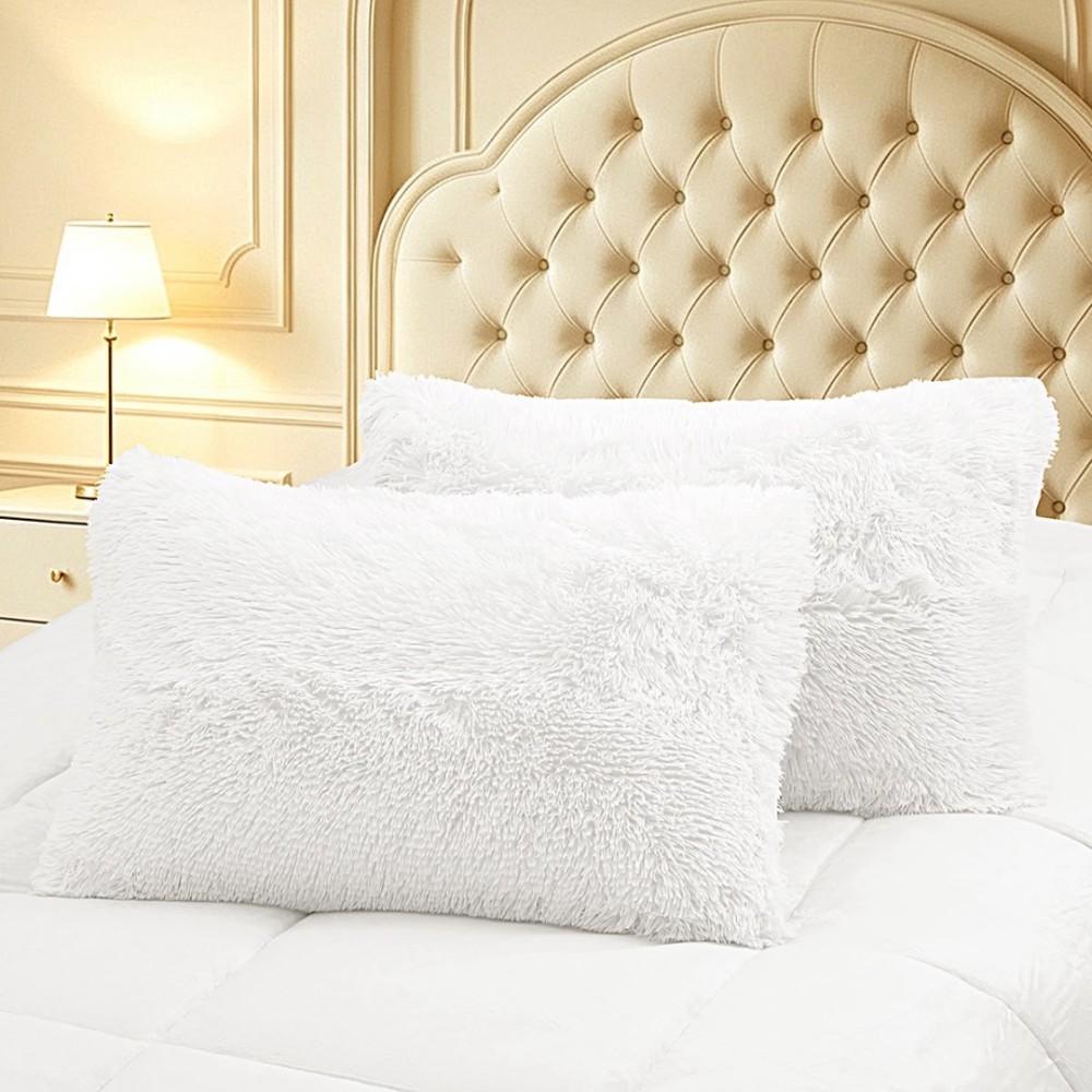 Pilota Cocolino Fluffy, 200x230cm si 2 fete de perna 50x70cm, Alb – imagine 4