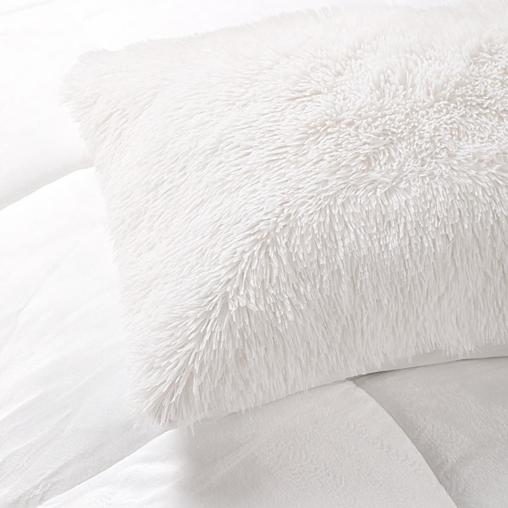 Pilota Cocolino Fluffy, 200x230cm si 2 fete de perna 50x70cm, Alb – imagine 6