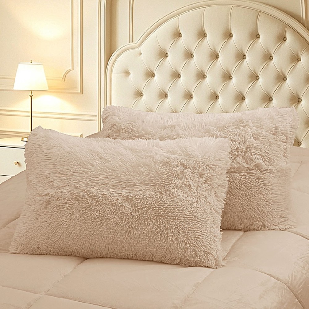 Pilota Cocolino Fluffy, 200x230cm si 2 fete de perna 50x70cm, Bej – imagine 4