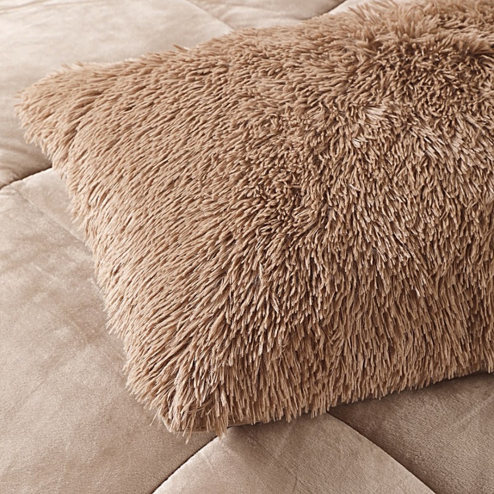 Pilota Cocolino Fluffy, 200x230cm si 2 fete de perna 50x70cm, Cappuccino — imaginea 5