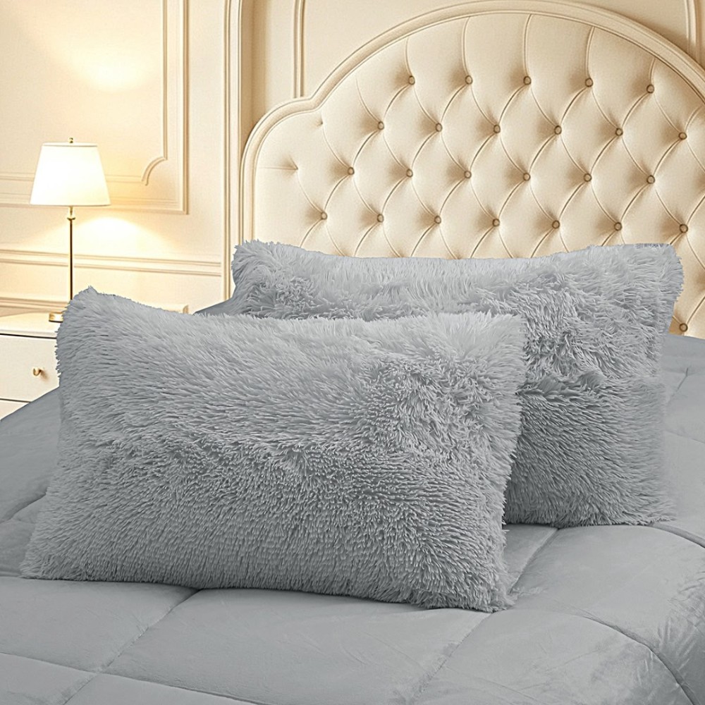 Pilota Cocolino Fluffy, 200x230cm si 2 fete de perna 50x70cm, Gri — imaginea 4