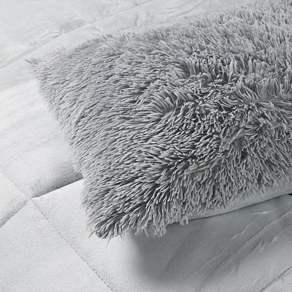Pilota Cocolino Fluffy, 200x230cm si 2 fete de perna 50x70cm, Gri — imaginea 5