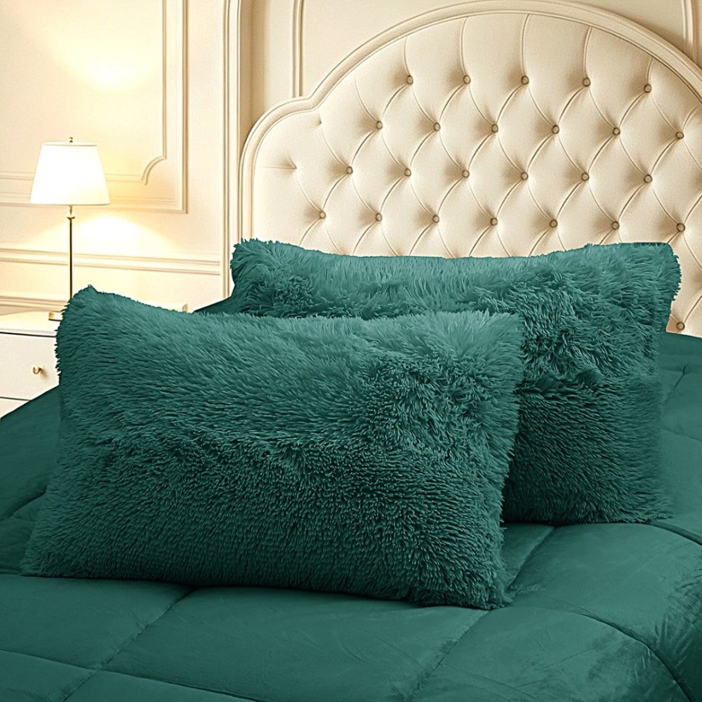 Pilota Cocolino Fluffy, 200x230cm si 2 fete de perna 50x70cm, Verde — imaginea 4