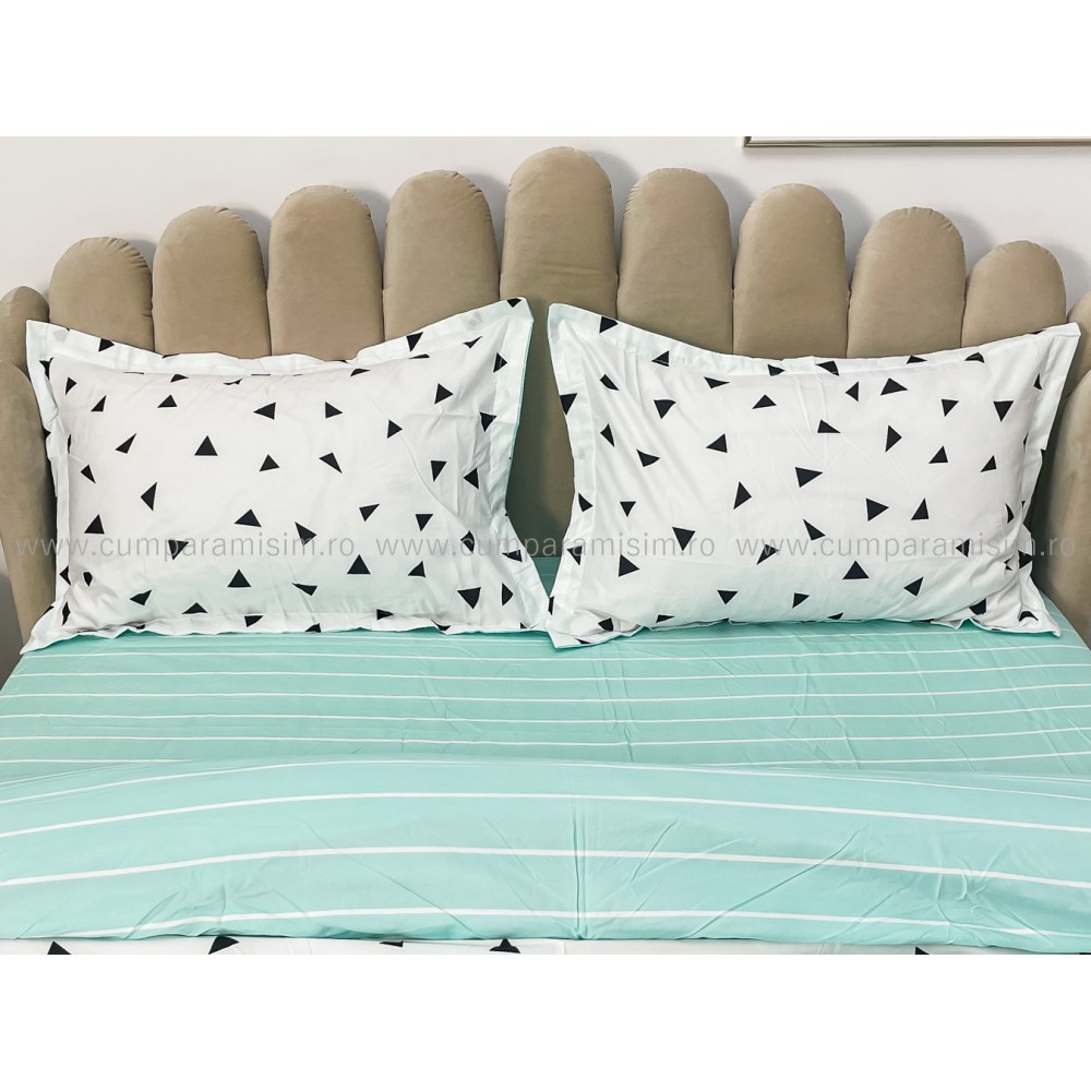 Lenjerie pat dublu bumbac satinat - 3 Bucati 219 Lei - Alb — imaginea 4
