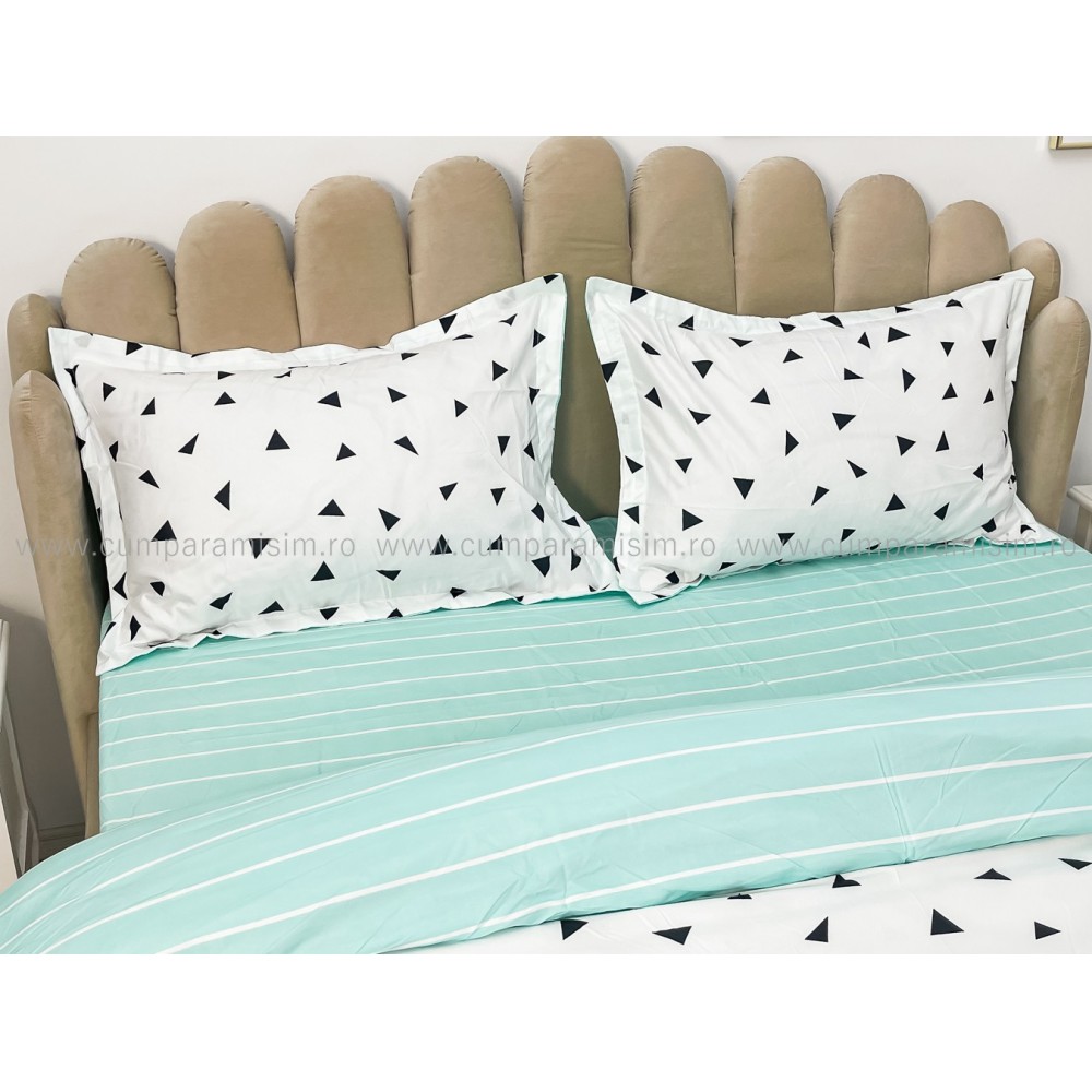 Lenjerie pat dublu bumbac satinat - 3 Bucati 219 Lei - Alb — imaginea 5