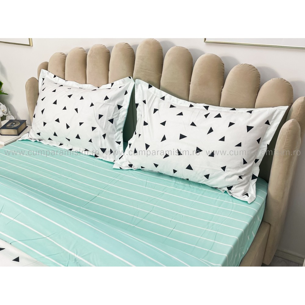 Lenjerie pat dublu bumbac satinat - 3 Bucati 219 Lei - Alb — imaginea 6