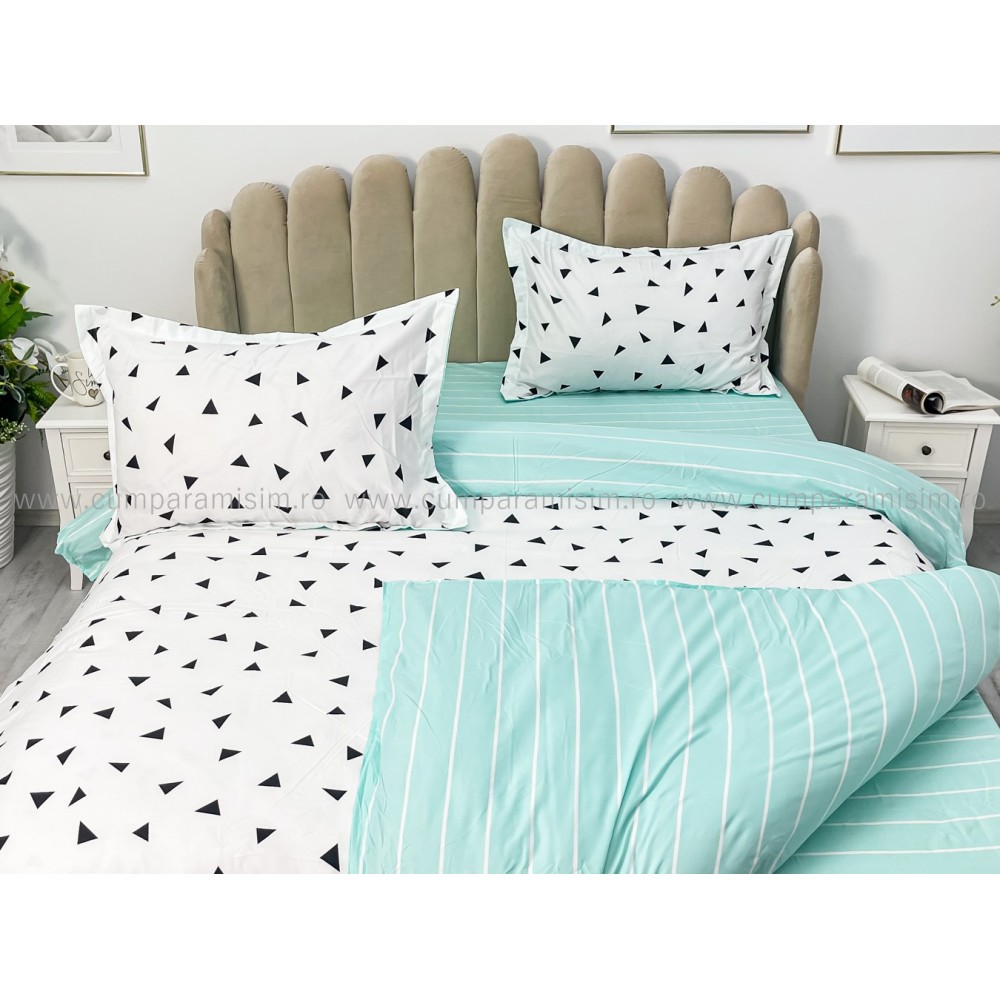 Lenjerie pat dublu bumbac satinat - 3 Bucati 219 Lei - Alb — imaginea 7