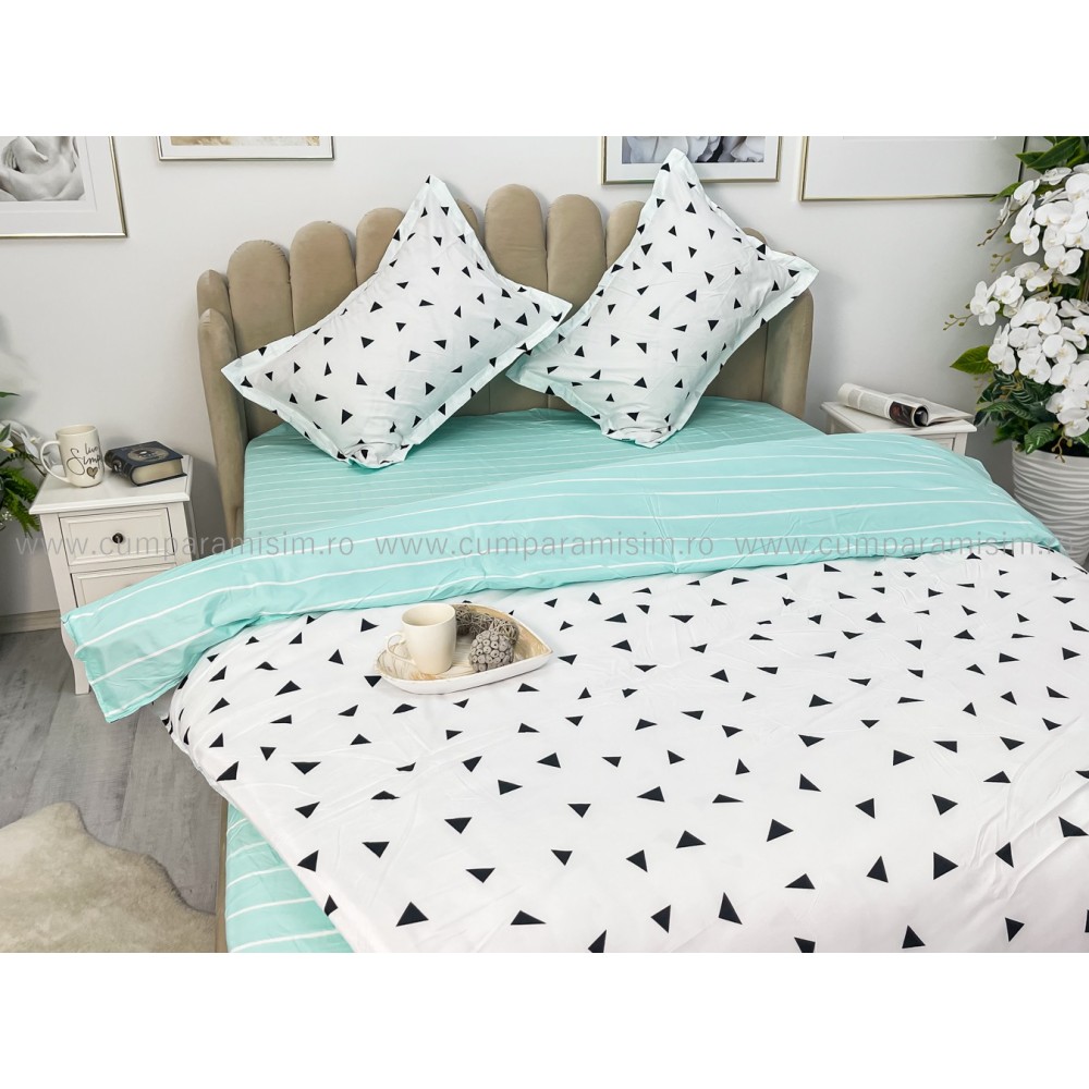 Lenjerie pat dublu bumbac satinat - 3 Bucati 219 Lei - Alb — imaginea 8