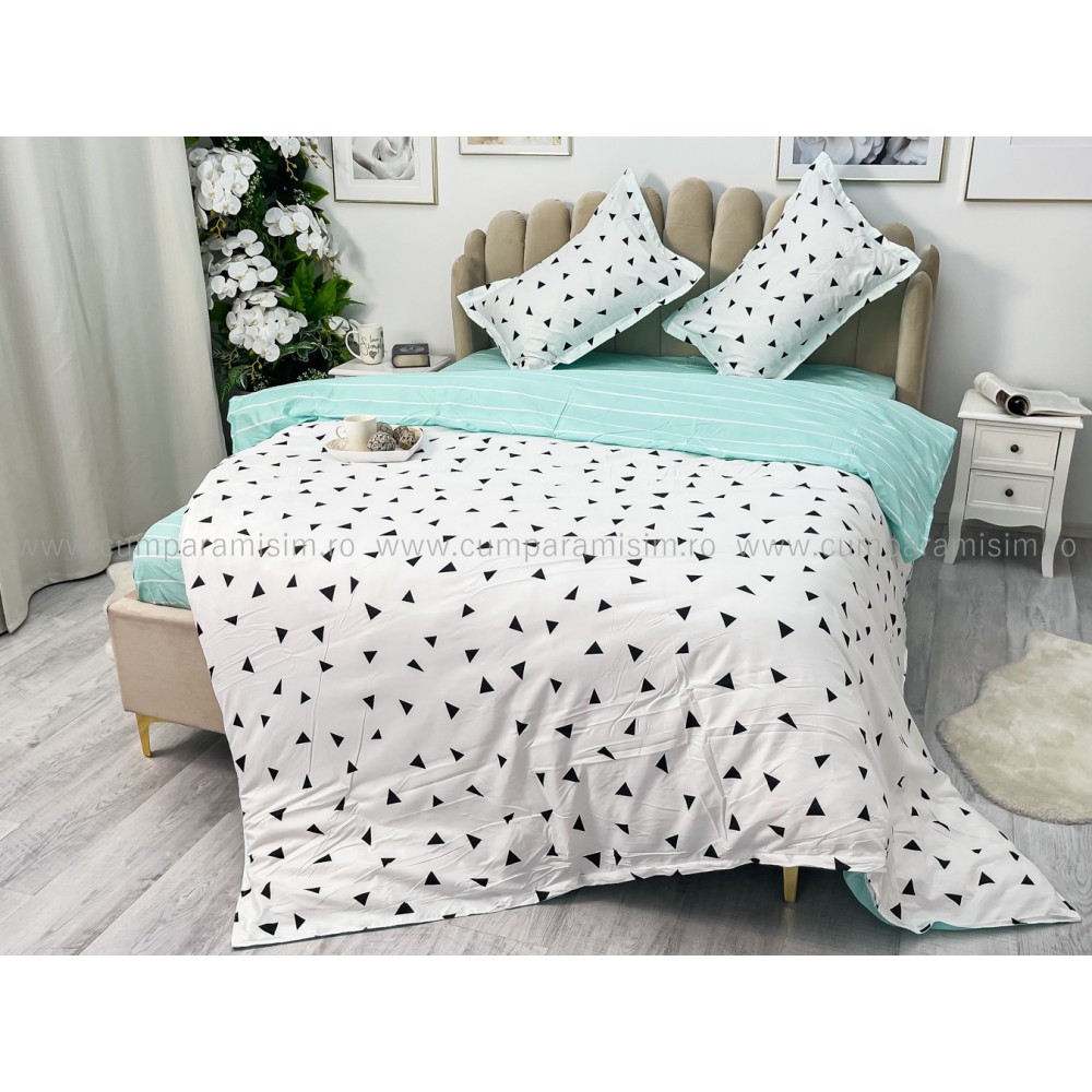 Lenjerie pat dublu bumbac satinat - 3 Bucati 219 Lei - Alb — imaginea 9