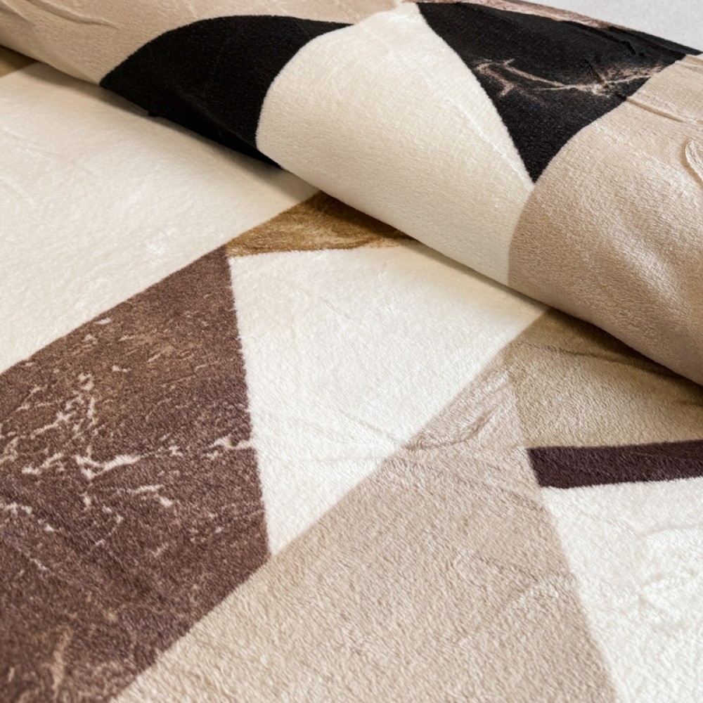 Patura pufoasa cocolino 200x230cm, 240g/mp, Crem, Maro, Forme Geometrice – imagine 4