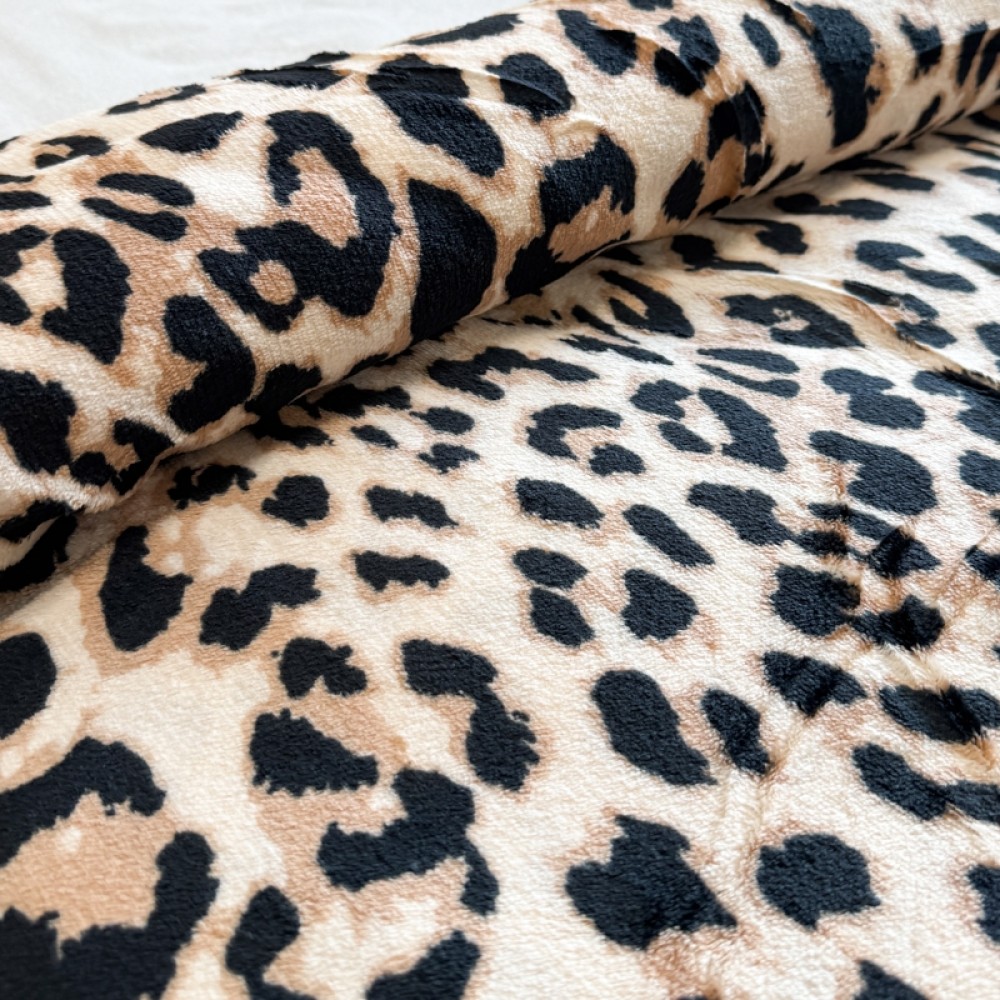 Patura pufoasa cocolino 200x230cm, 240g/mp, Crem, Maro, Animal Print — imaginea 4
